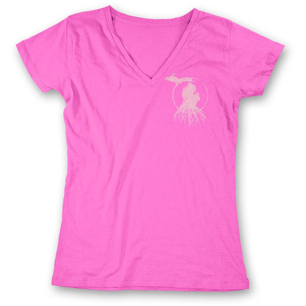 MI Roots - Ladies' 100% Cotton V-Neck