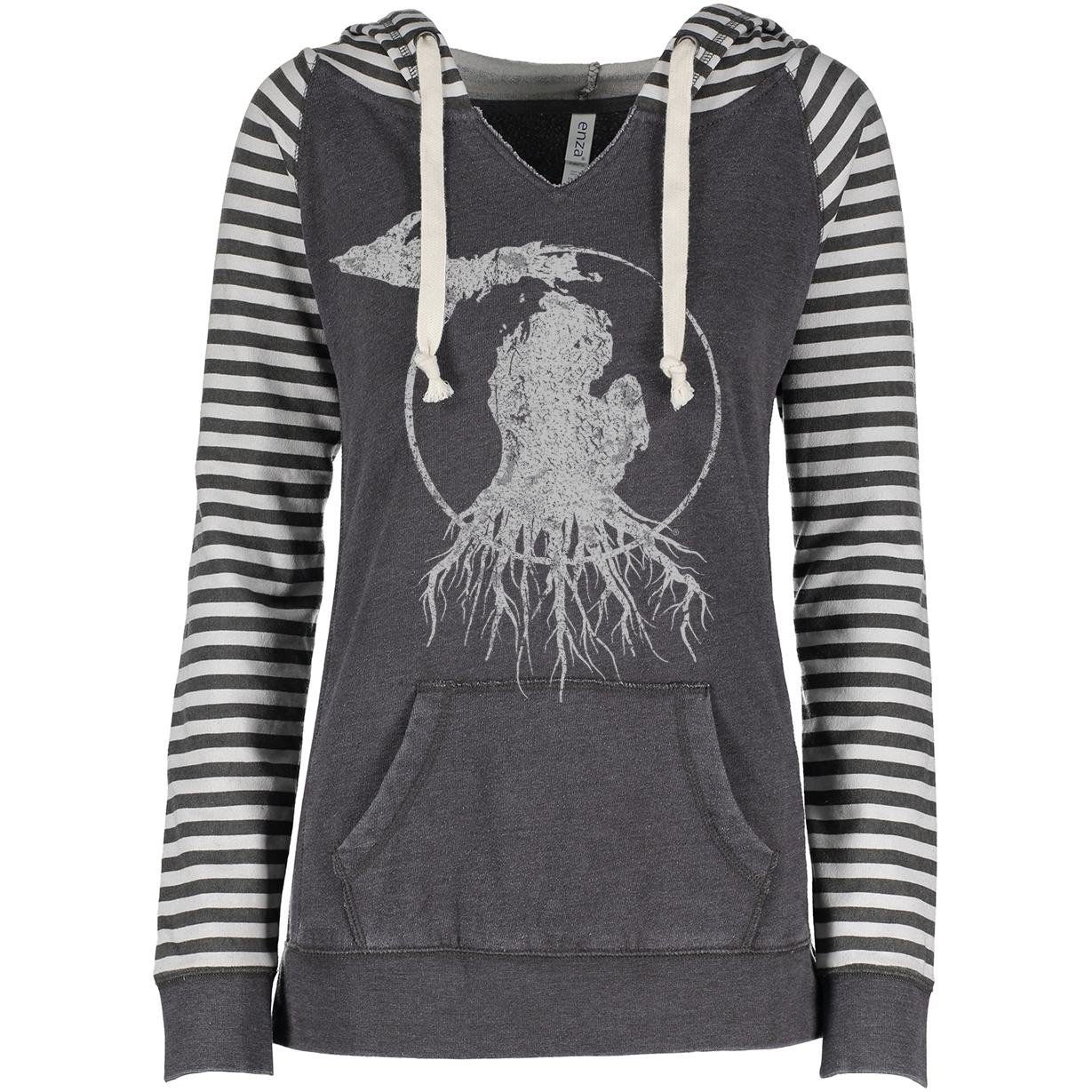 MI Roots - Ladies' Striped Hooded