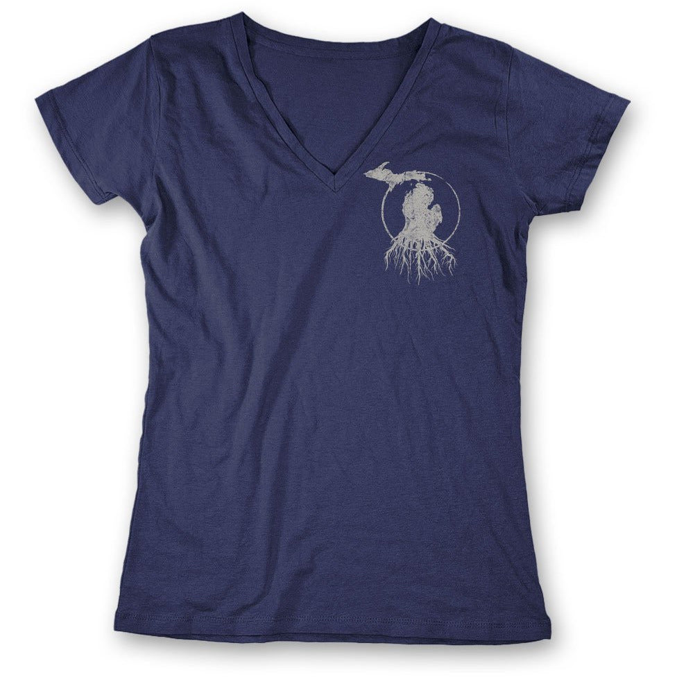 MI Roots - Ladies' 100% Cotton V-Neck