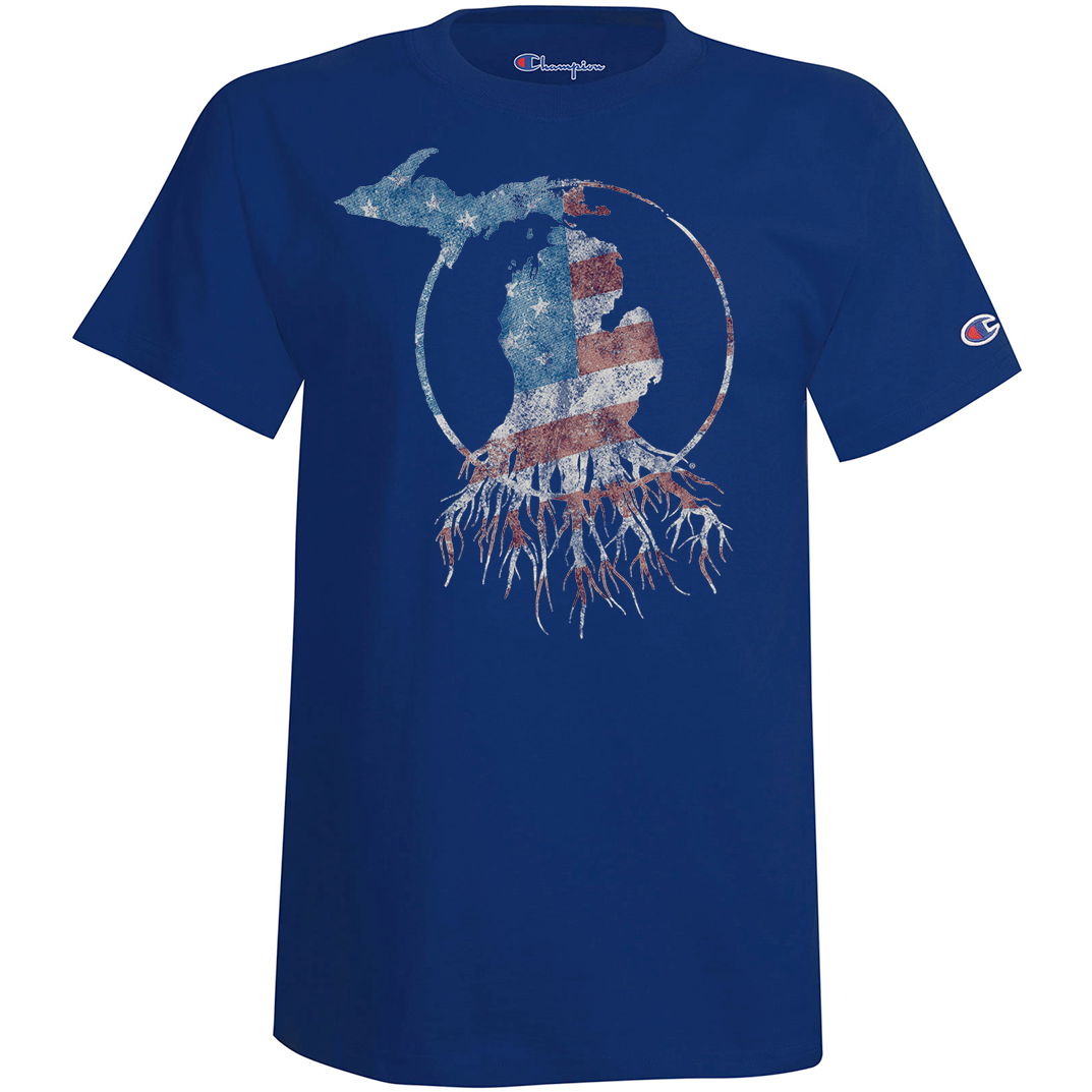 Michan Roots MI Roots - Champion® USA Unisex Tee – Rooted in Michigan
