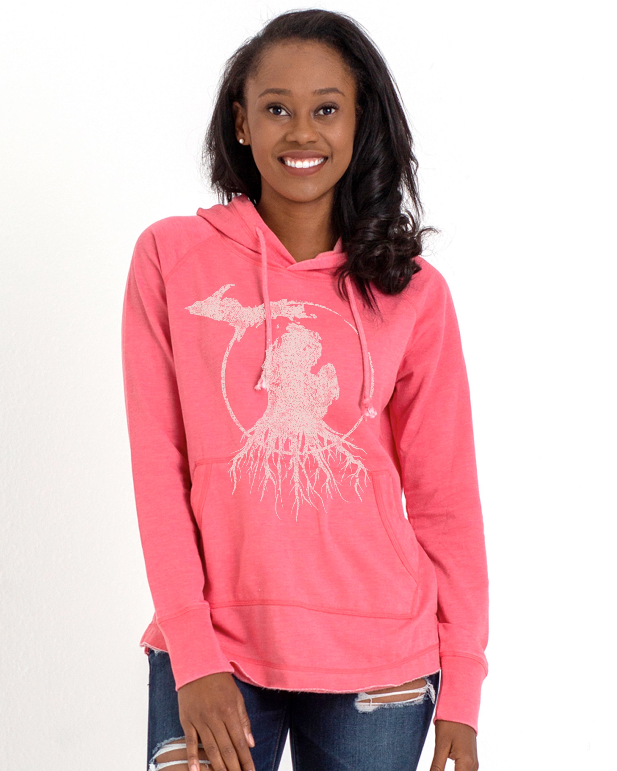 MI Roots Ladies Tunic Fleece Hoodie Rooted in Michigan