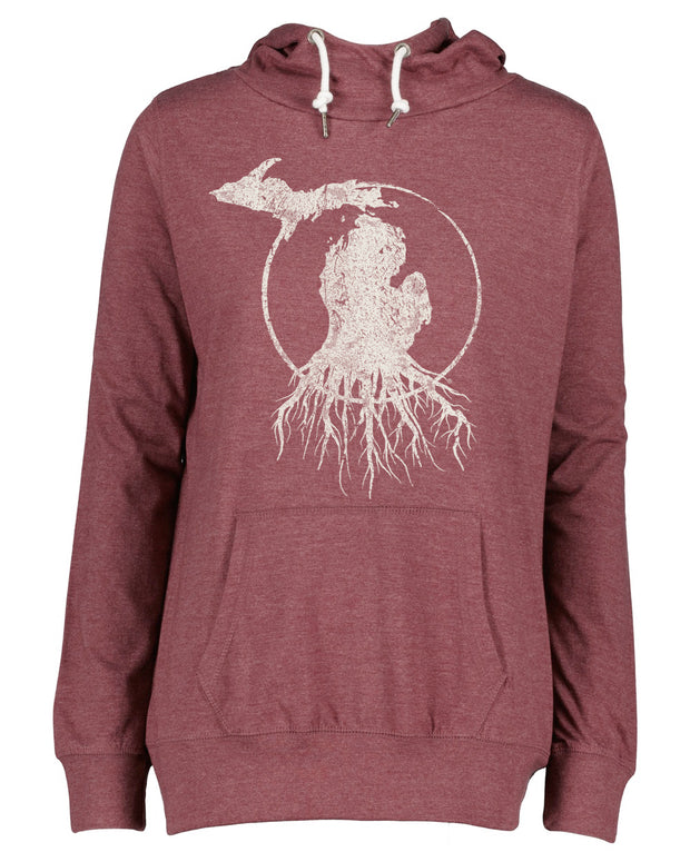 MI Roots - Ladies' Funnelneck Hooded Tee